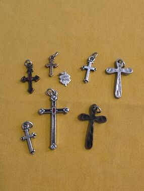 Lucky Brand Silver Cross Charm Assortment (8 Pcs)-Perfect For Crafting Projects